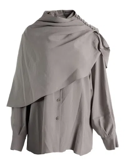 Magda Butrym Draped-collar Shirt In Gray