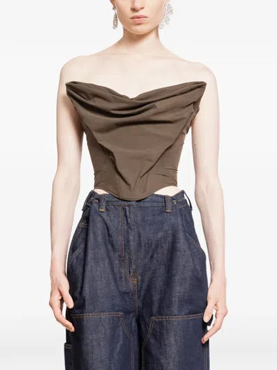 Magda Butrym Draped Corset Top In Brown