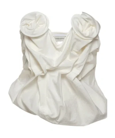 Magda Butrym Draped Corset With Floral Detail In Cream In White