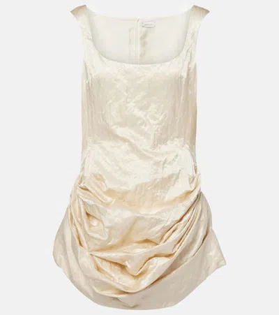 Magda Butrym Gathered Cotton Mini Dress In Ivory