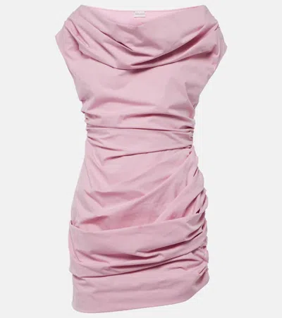 Magda Butrym Draped Cotton-blend Minidress In Rosa
