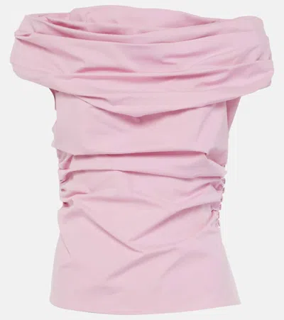 Magda Butrym Draped Cotton-blend Top In Rosa