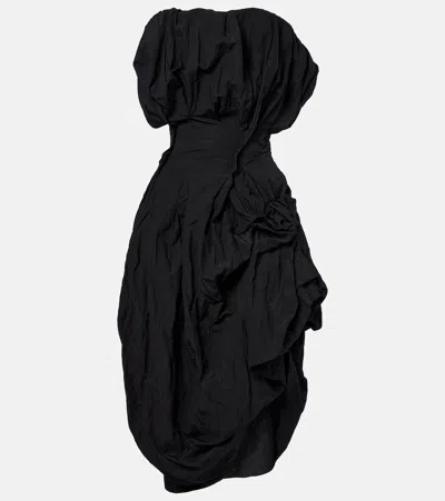 Magda Butrym Draped Cotton-blend Cocktail Dress In Black