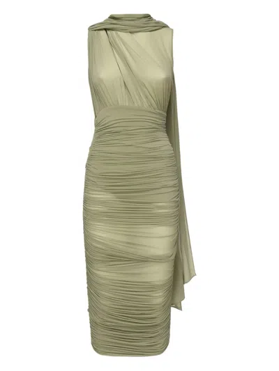 Magda Butrym Draped Cowl-neck Dress In Green