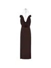 Magda Butrym Draped Cowl Neck Midi Dress In Brown