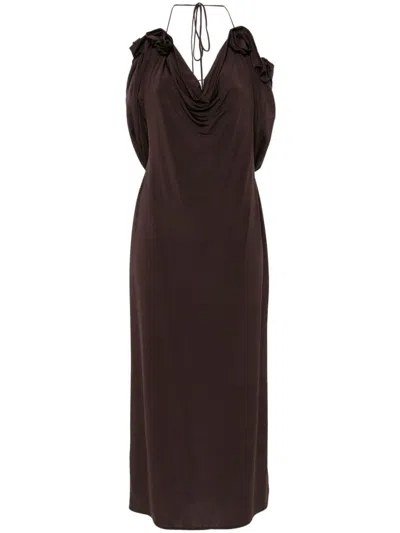 MAGDA BUTRYM DRAPED COWL-NECK MIDI DRESS