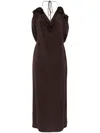 Magda Butrym Draped Cowl Neck Midi Dress In Brown