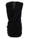Magda Butrym Mini Dress Draped Design Ruched Detailing Sleeveless In Black