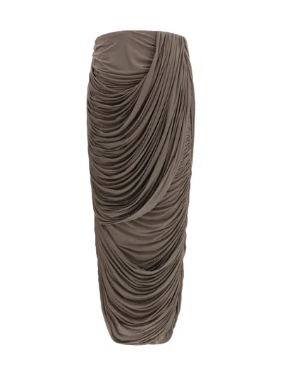 Magda Butrym Draped Cupro Midi Skirt In Brown