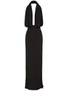 Magda Butrym Draped Stretch-satin Halterneck Gown In Black