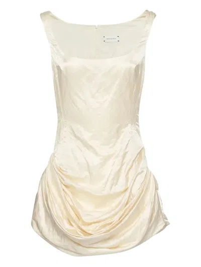 Magda Butrym Gathered Cotton Mini Dress In Ivory