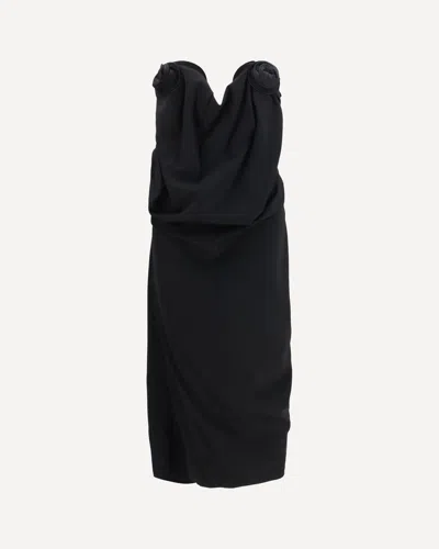 Magda Butrym Draped Dress With Sculptural Floral Details In Black