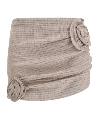 Magda Butrym Draped Floral Mini Skirt In Brown