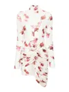 Magda Butrym Printed Jersey Mini Dress W/ Rose In White
