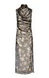 Magda Butrym Draped Floral Printed Silk Dress