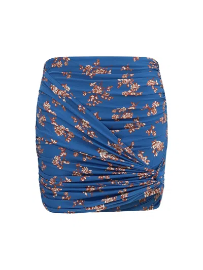 Magda Butrym Floral-print Draped Mini Skirt In Blue