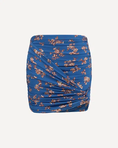 Magda Butrym Draped Floral-print Swim Mini Skirt In Blue