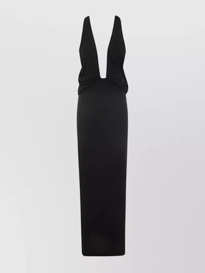 MAGDA BUTRYM DRAPED HALTER NECK MAXI DRESS OPEN BACK