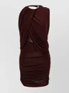 Magda Butrym Draped Halter Neck Open Back Dress In Burgundy