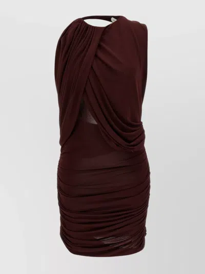 Magda Butrym Draped Halter Neck Open Back Dress In Burgundy