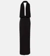 Magda Butrym Draped Stretch-satin Halterneck Gown In Black