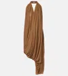 Magda Butrym Draped Halterneck Sheer Midi Dress In Brown