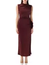 Magda Butrym Draped High Neck Midi Dress In Red