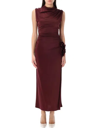 Magda Butrym Draped High Neck Midi Dress