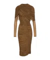 Magda Butrym Draped High-neck Midi Dress In Beige In Brown