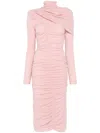 Magda Butrym Abito Midi A Collo Alto Arricciato In Pink