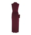 Magda Butrym Burgundy Draped High Neck Midi Dress In Red