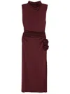 Magda Butrym Burgundy Draped High Neck Midi Dress In Red