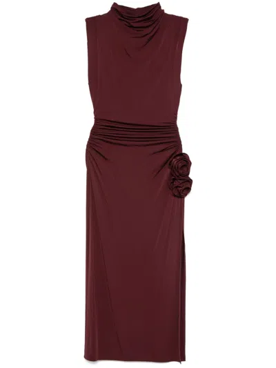 MAGDA BUTRYM DRAPED HIGH-NECK MIDI DRESS