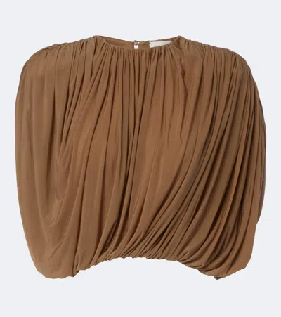 Magda Butrym Draped Jersey Crop Top In Brown