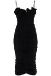 Magda Butrym Ruffled Ruched Jersey Midi Dress In Black