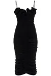 Magda Butrym Ruffled Ruched Jersey Midi Dress In Black