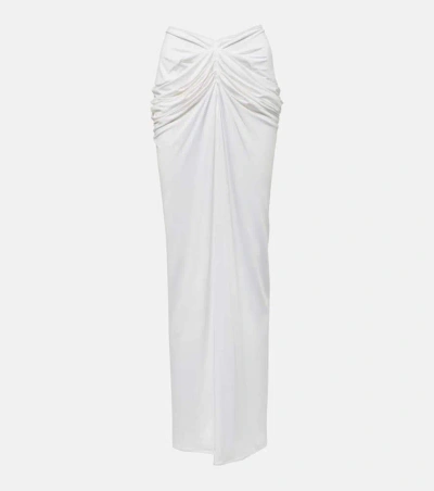 Magda Butrym Draped Jersey Maxi Skirt In White