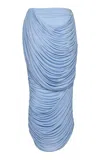 Magda Butrym Draped Jersey Midi Skirt In Blue
