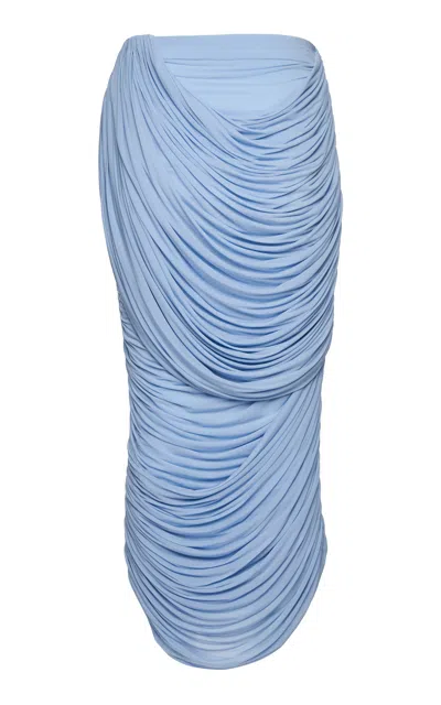 Magda Butrym Draped Jersey Midi Skirt In Blue