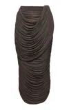 Magda Butrym Draped Jersey Midi Skirt In Brown