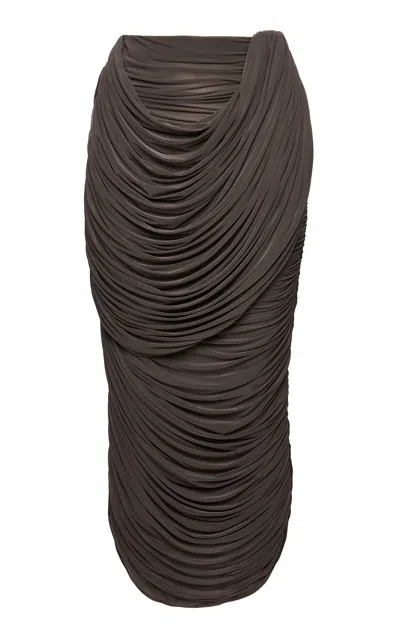 Magda Butrym Draped Jersey Midi Skirt In Brown