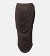 Magda Butrym Draped Jersey Midi Skirt In Brown