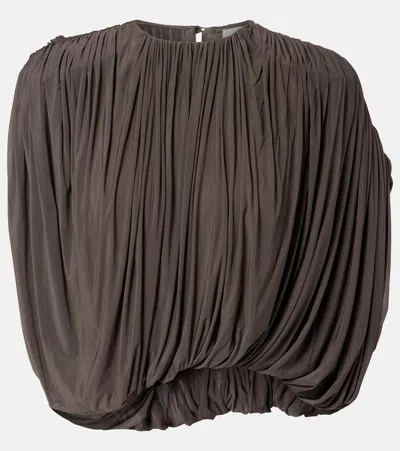 Magda Butrym Draped Cupro Blouse Asymmetric Hem Buttons In Gray