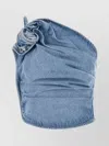 Magda Butrym One-shoulder Draped Denim Top In Sky Blue In Blue