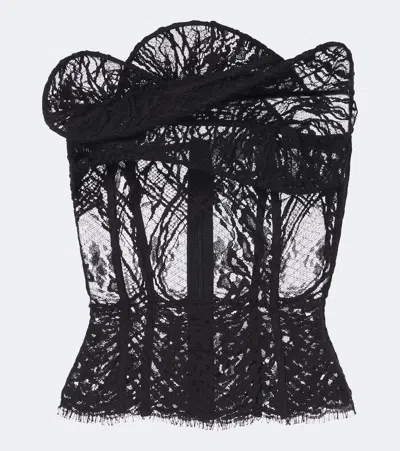 Magda Butrym Draped Lace Corset In Black