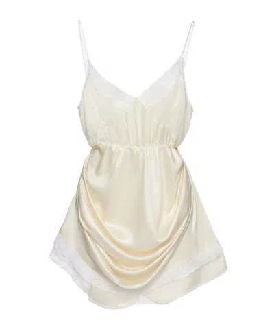 Magda Butrym Draped Lace-trim Slip Mini Dress In Cream In White