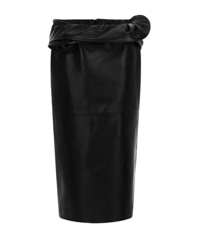 Magda Butrym High Waist Midi Skirt Leather Texture In Multi