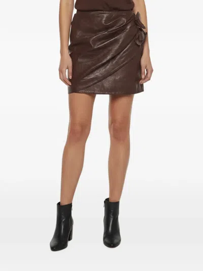 Pre-owned Magda Butrym Draped Leather Mini Skirt In Red