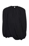 Magda Butrym Draped Long Sleeve Mini Dress In Black