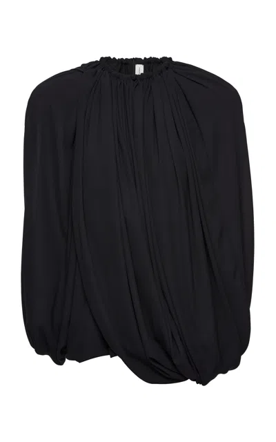 Magda Butrym Draped Long Sleeve Mini Dress In Black
